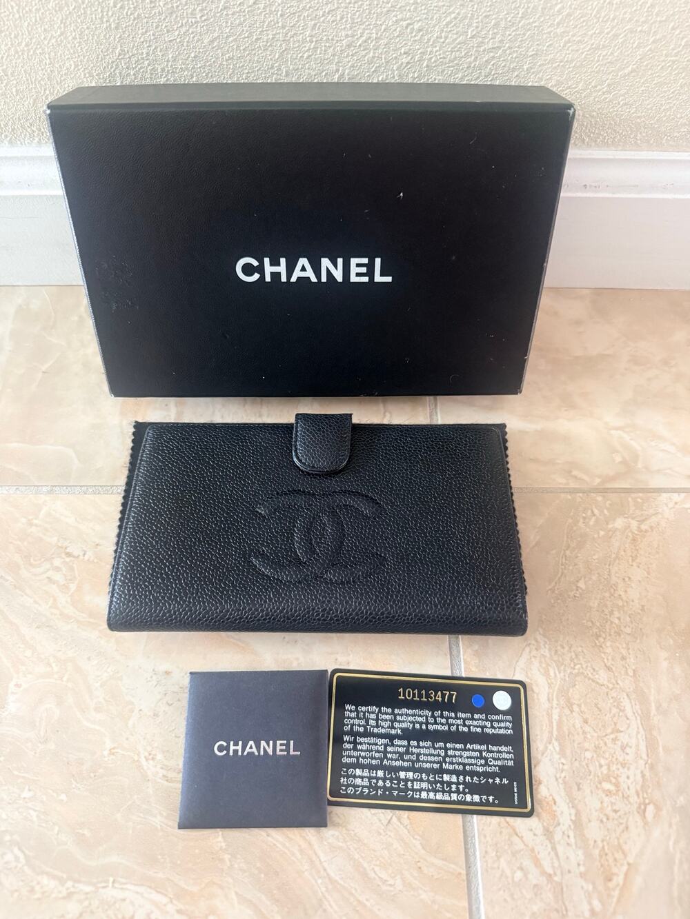 Chanel CC Kisslock Black Wallet w/ Box and Card